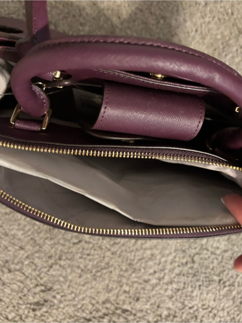 Michael Kors Plum Karla Saffiano Satchel with Gold Hardware Brand NWTs - Picture 7 of 13